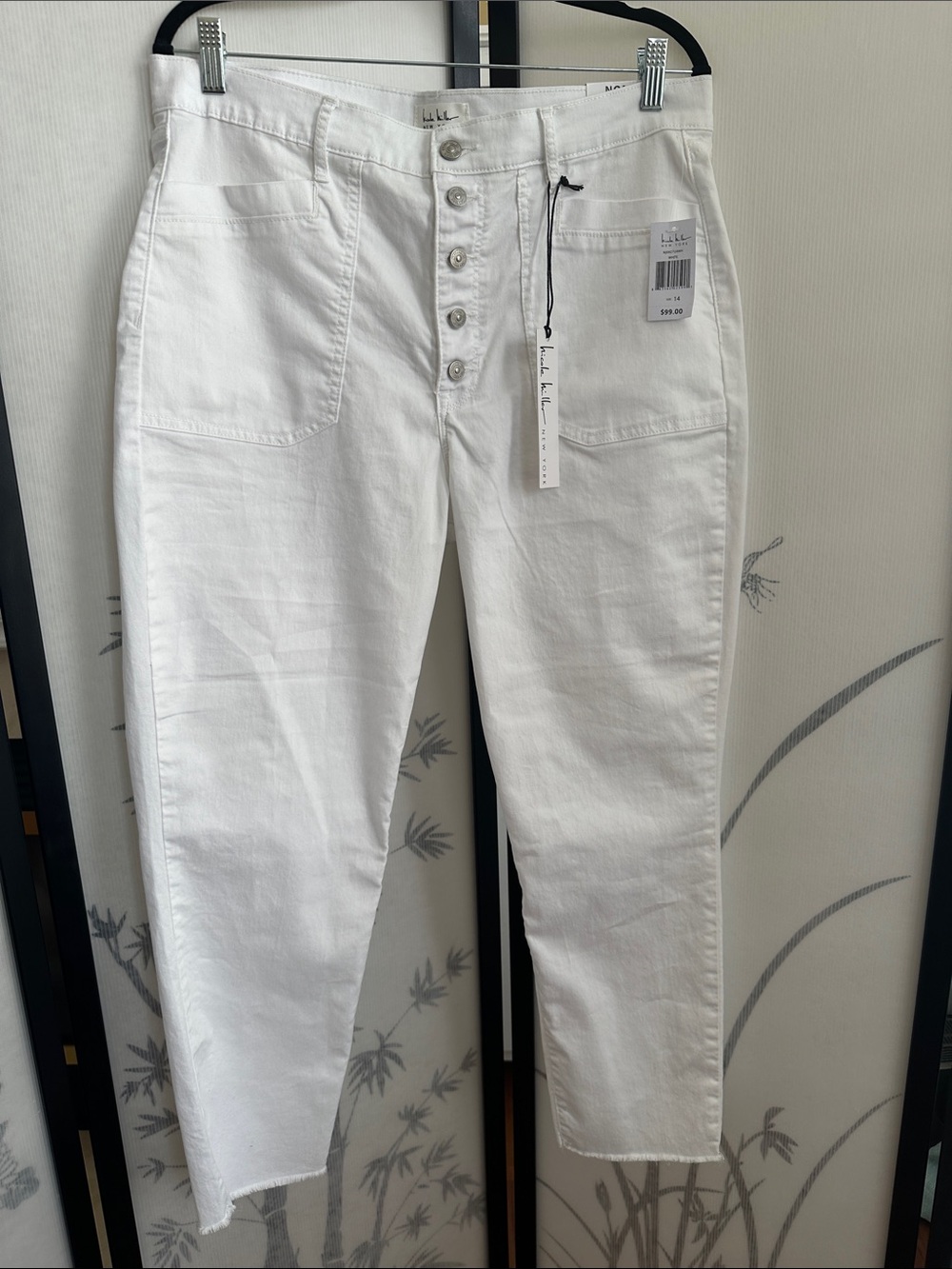 NWT Nicole Miller White Button-Fly Cropped Super High Rise Ankle Slim Jeans